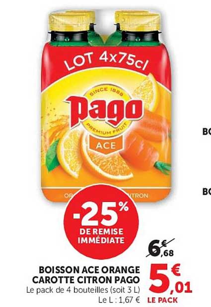 BOISSON ACE ORANGE CAROTTE CITRON PAGO