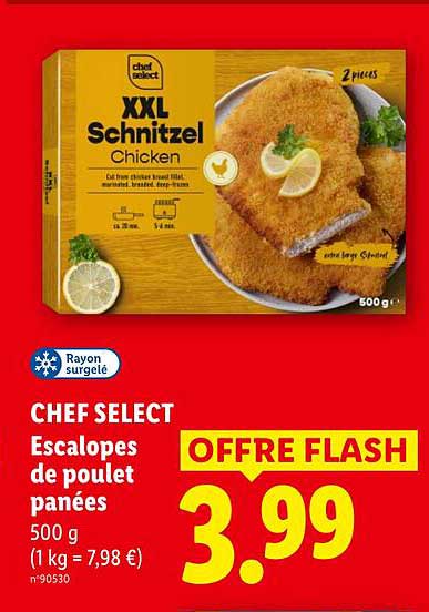 CHEF SELECT Escalopes de poulet panées 500 g