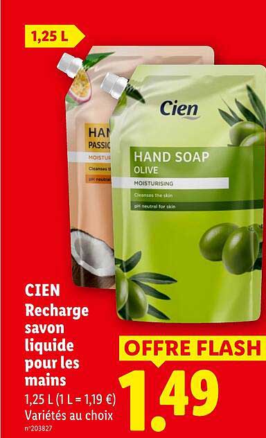 CIEN Recharge savon liquide pour les mains