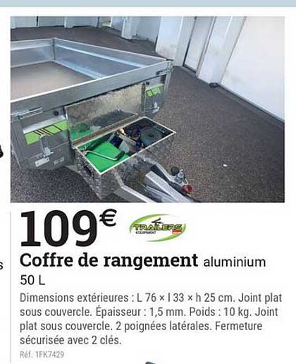 Coffre de rangement aluminium 50 L