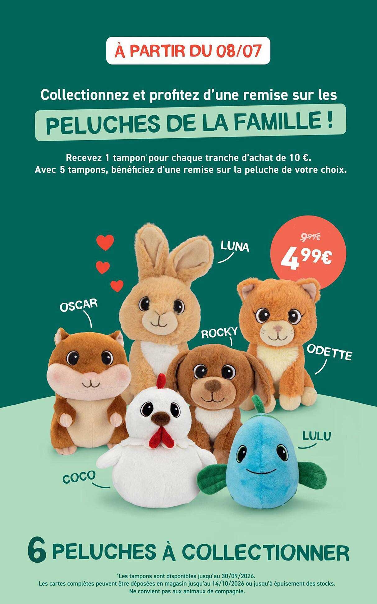 Collectionnez et profitez d’une remise sur les PELUCHES DE LA FAMILLE !
