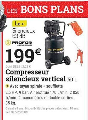 Compresseur silencieux vertical 50 L