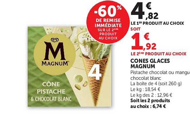 CÔNE PISTACHE & CHOCOLAT BLANC