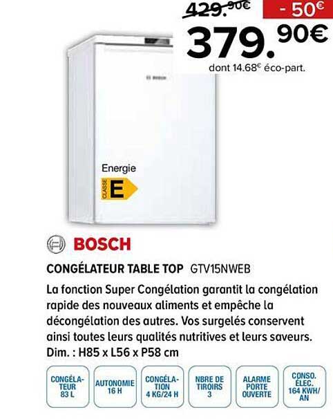 CONGÉLATEUR TABLE TOP GTV15NWEB