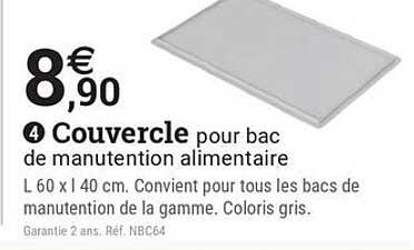 Couvercle pour bac de manutention alimentaire