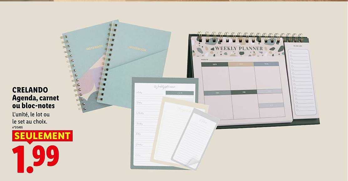 CRELANDO Agenda, carnet ou bloc-notes