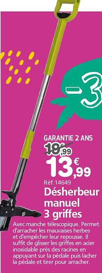 Désherbeur manuel 3 griffes