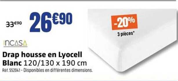Drap housse en Lyocell Blanc 120 /130 x 190 cm