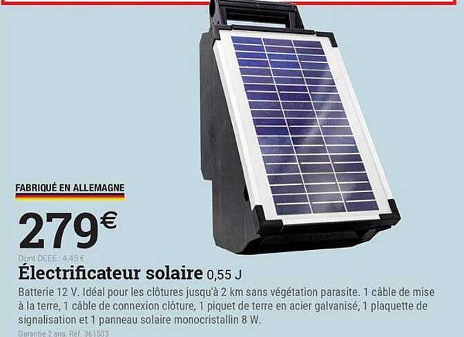 Électrificateur solaire 0,55 J
