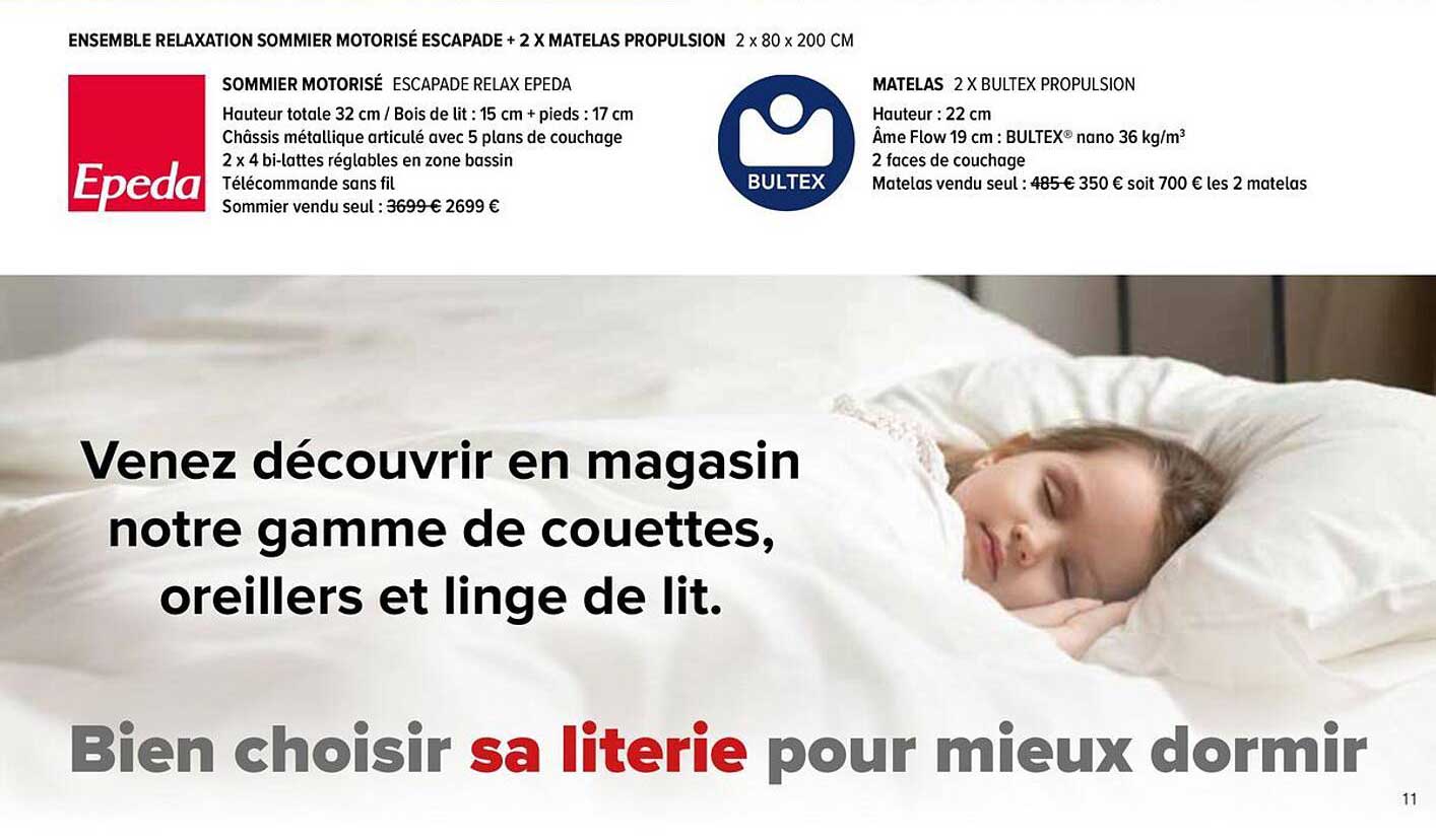 ENSEMBLE RELAXATION SOMMIER MOTORISÉ ESCAPADE + 2 X MATELAS PROPULSION 2 x 80 x 200 CM