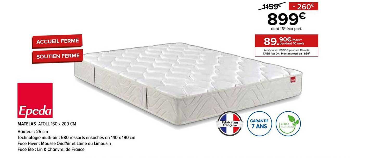 Epeda MATELAS ATOLL 160 x 200 CM