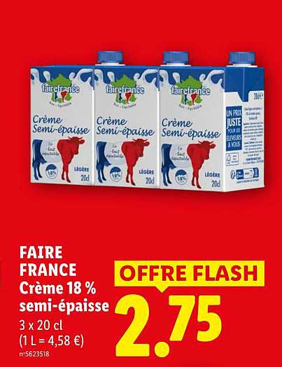 FAIRE FRANCE Crème 18 % semi-épaisse