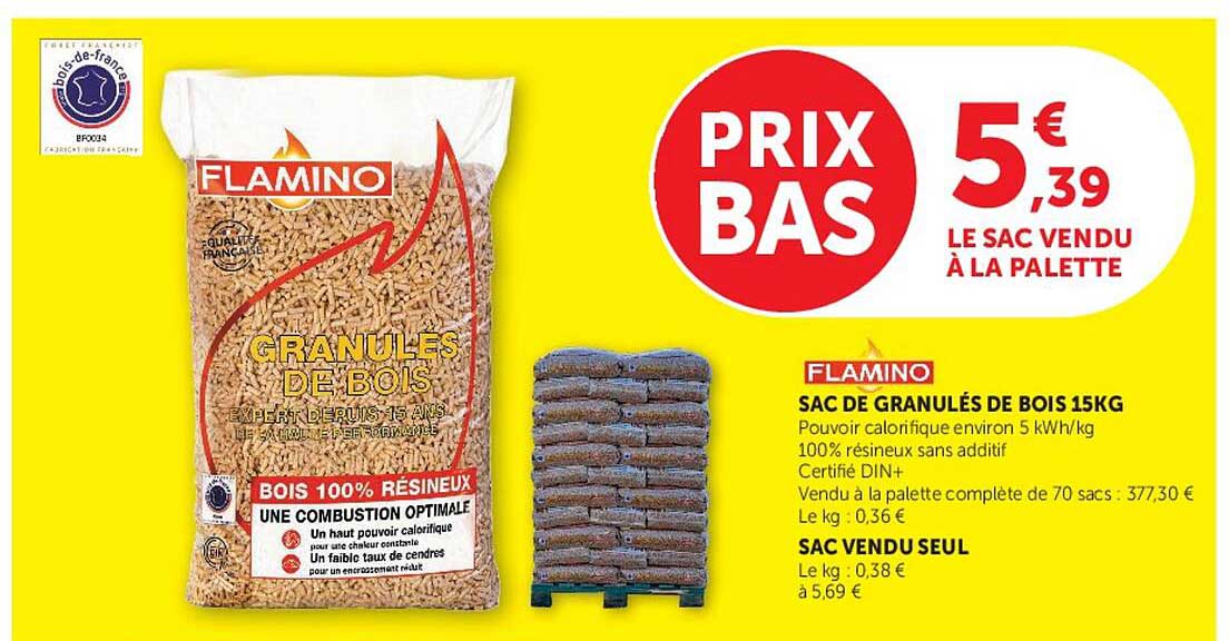 FLAMINO SAC DE GRANULÉS DE BOIS 15KG