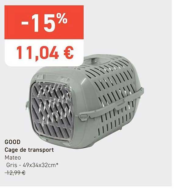 GOOD Cage de transport Mateo Gris - 49x34x32cm*