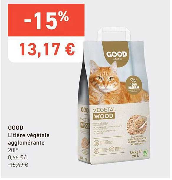 GOOD Litière végétale agglomérante 20l