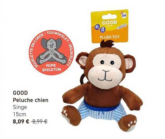 GOOD Peluche chien Singe 15cm
