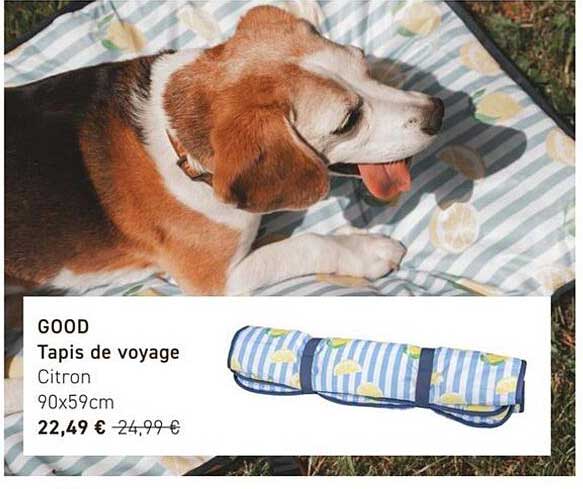 GOOD Tapis de voyage Citron 90x59cm