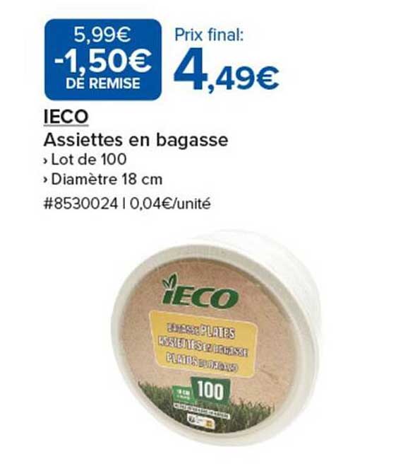 IECO Assiettes en bagasse