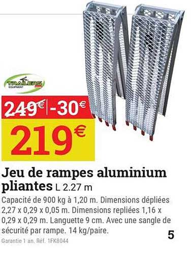 Jeu de rampes aluminium pliantes L 2.27 m
