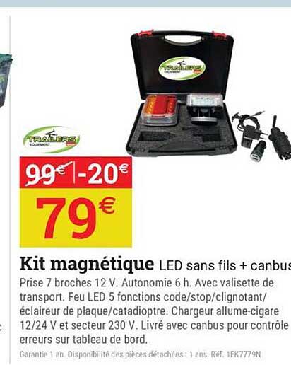 Kit magnétique LED sans fils + canbus