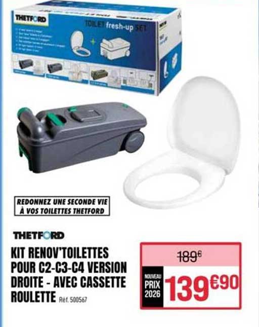 KIT RENOV'TOILETTES POUR C2-C3-C4 VERSION DROITE - AVEC CASSETTE ROULETTE