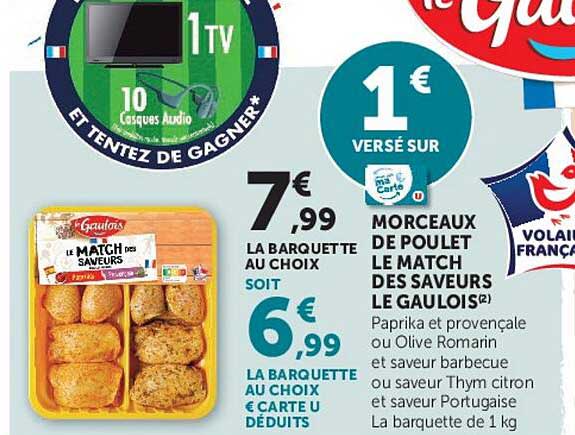LA BARQUETTE AU CHOIX SOIT 6€99 LA BARQUETTE AU CHOIX € CARTE U DEDUITS