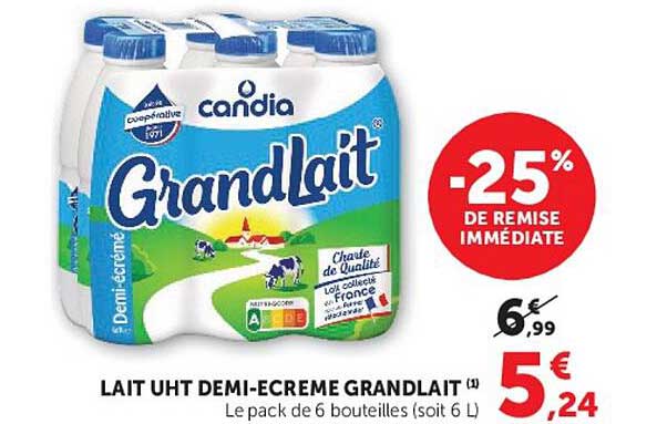 LAIT UHT DEMI-ECREME GRANDLAIT