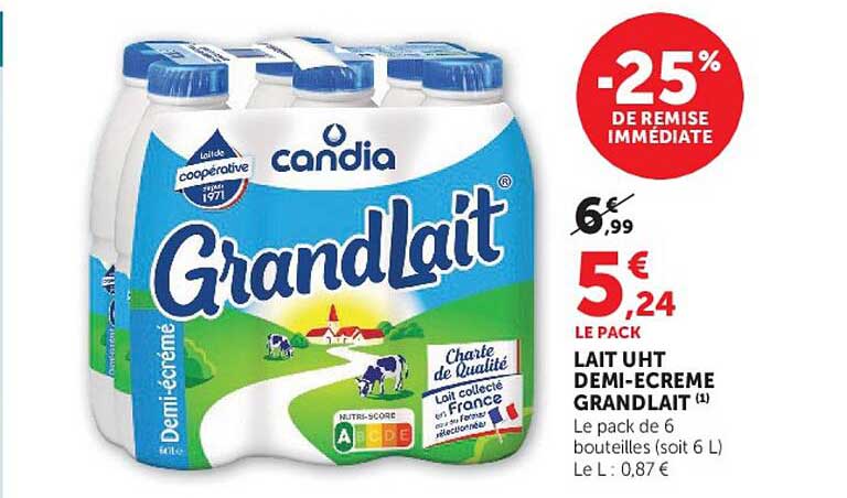 LAIT UHT DEMI-ECREME GRANDLAIT