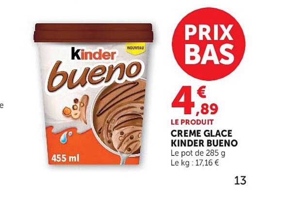 LE PRODUIT CREME GLACE KINDER BUENO