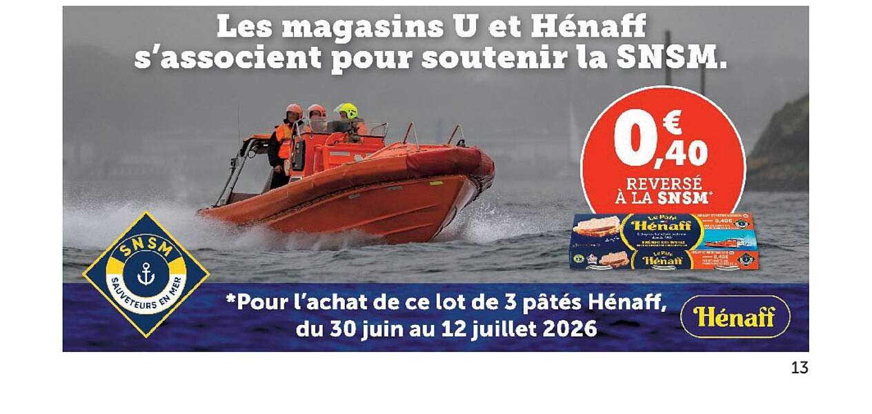 Les magasins U et Hénaff s'associent pour soutenir la SNSM.