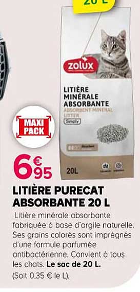 LITIÈRE PURECAT ABSORBANTE 20 L