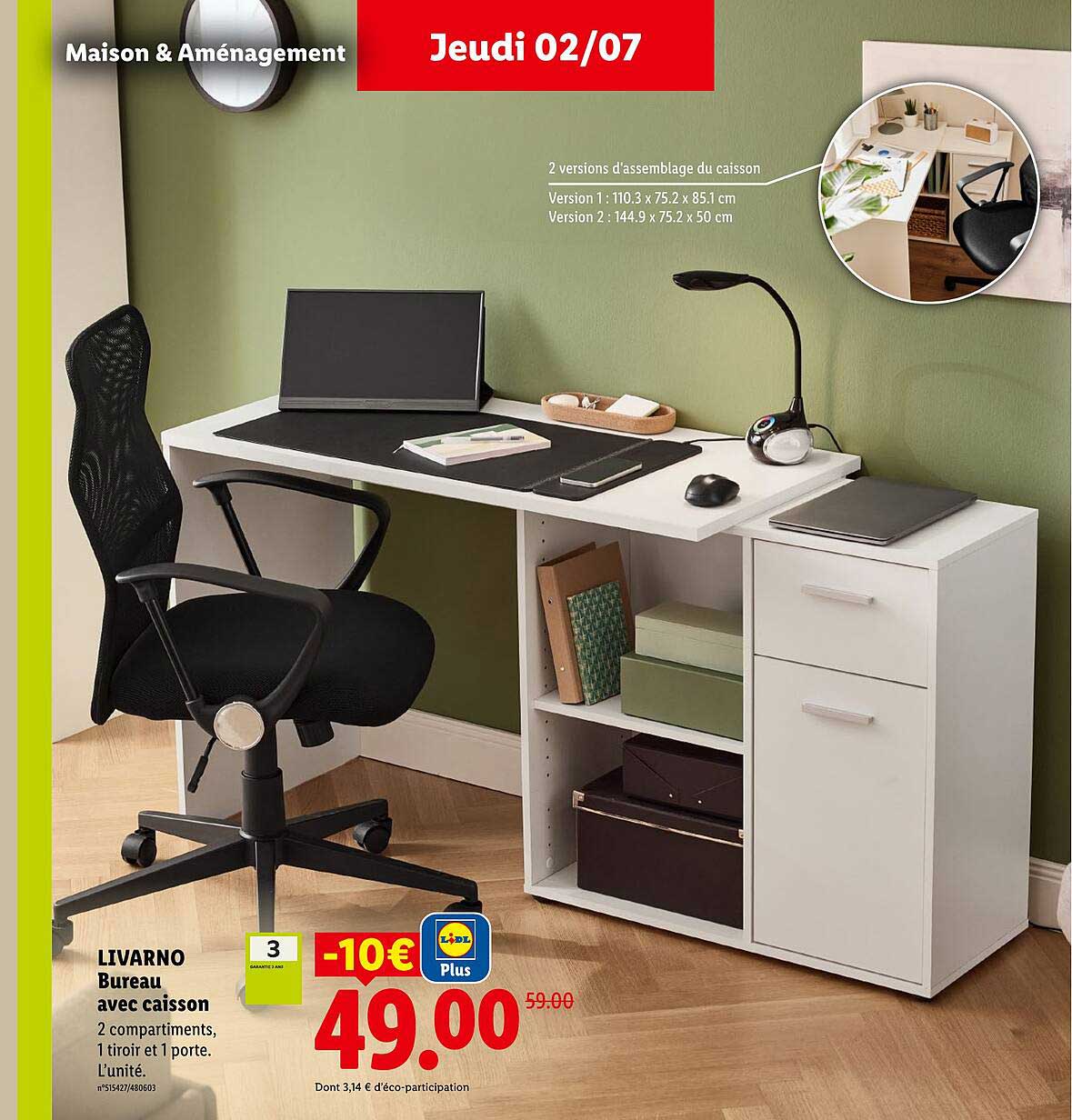 LIVARNO Bureau avec caisson