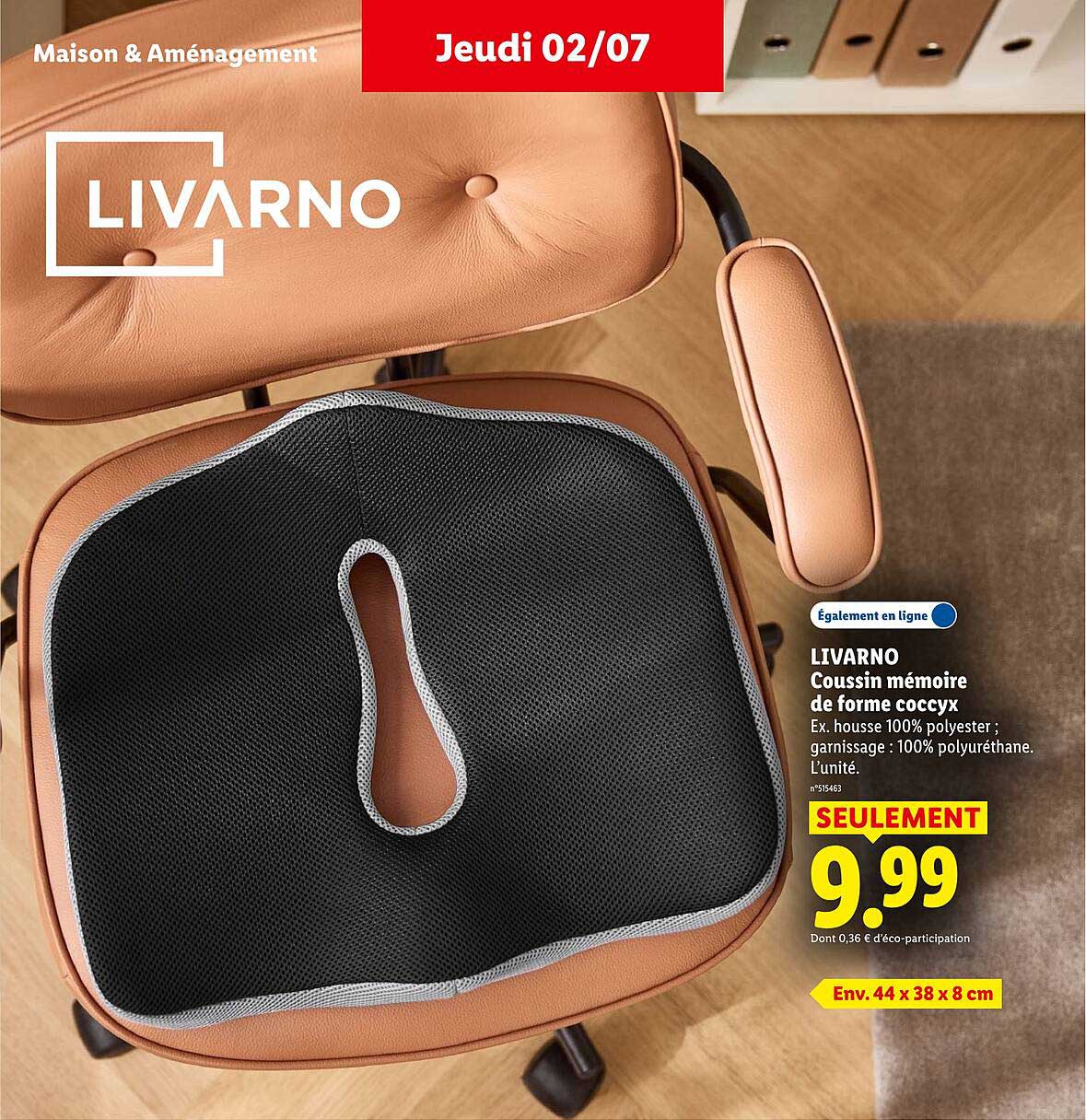 LIVARNO Coussin mémoire de forme coccyx