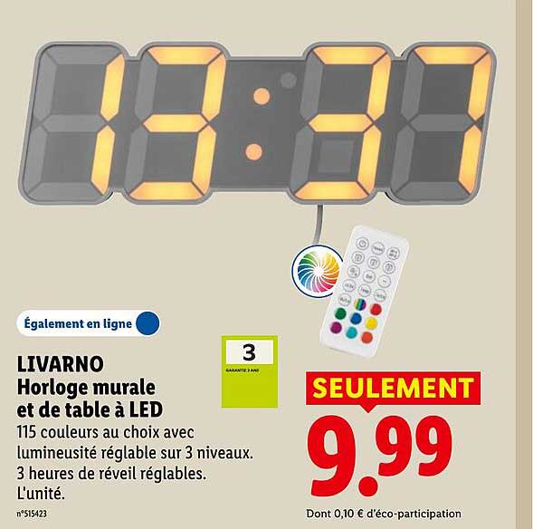 LIVARNO Horloge murale et de table à LED