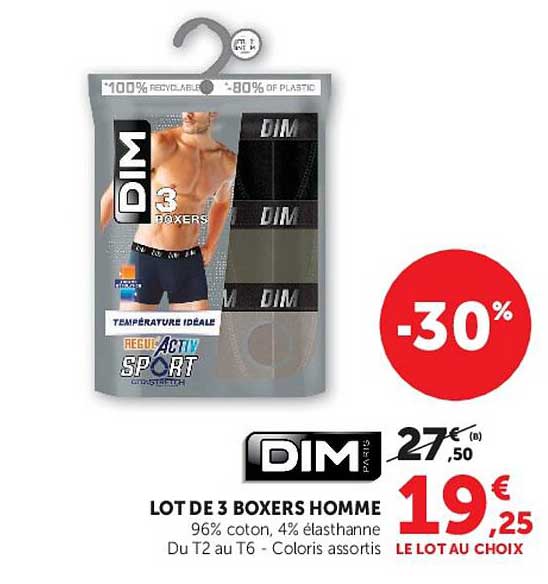 LOT DE 3 BOXERS HOMME