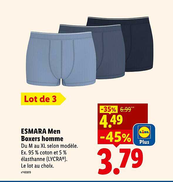 Lot de 3 ESMARA Men Boxers homme