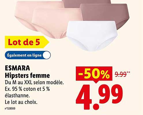 Lot de 5 ESMARA Hipsters femme