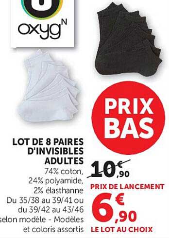 LOT DE 8 PAIRES D'INVISIBLES ADULTES