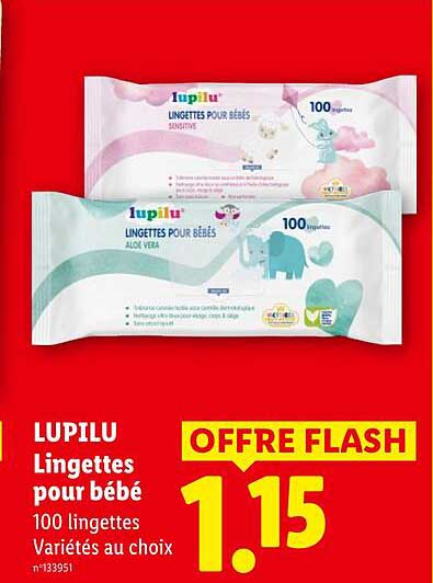 LUPILU Lingettes pour bébé 100 lingettes Variétés au choix
