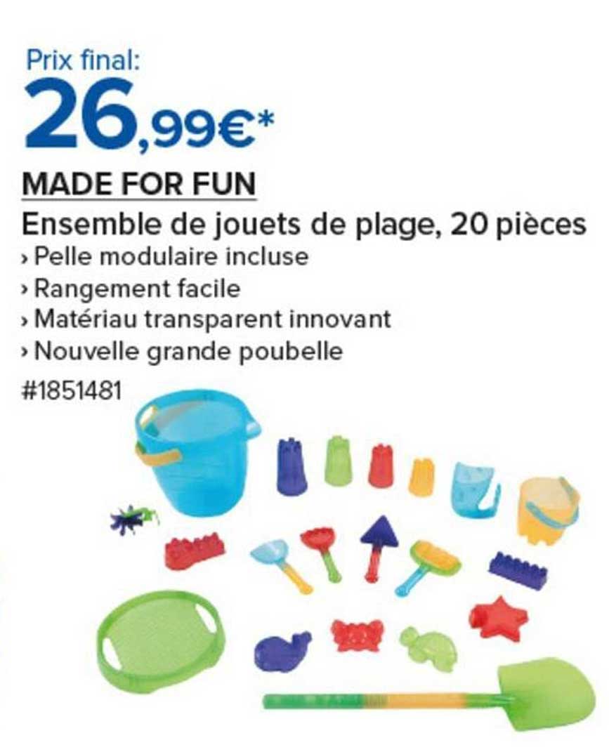 MADE FOR FUN Ensemble de jouets de plage, 20 pièces