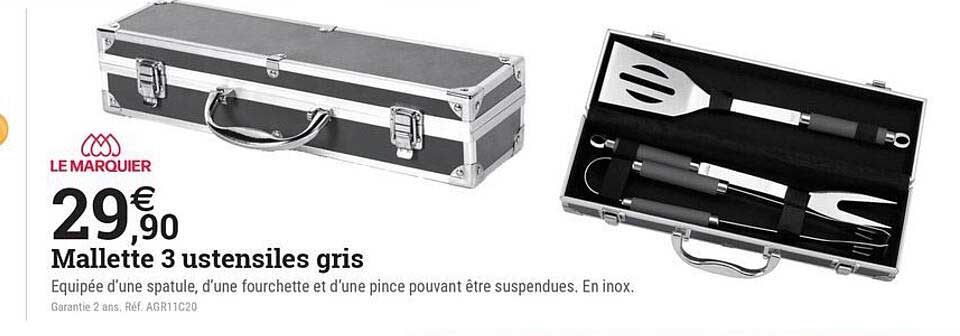 Mallette 3 ustensiles gris