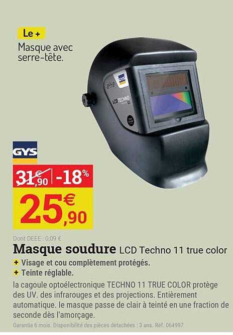 Masque soudure LCD Techno 11 true color