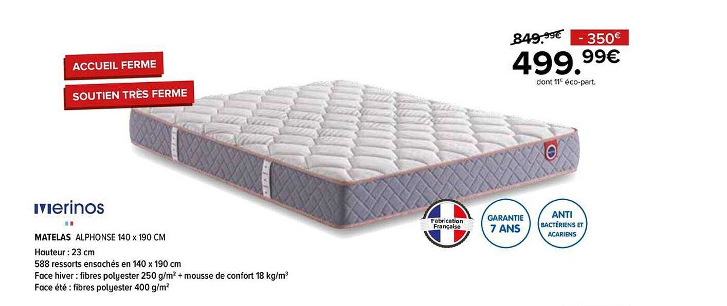MATELAS ALPHONSE 140 x 190 CM