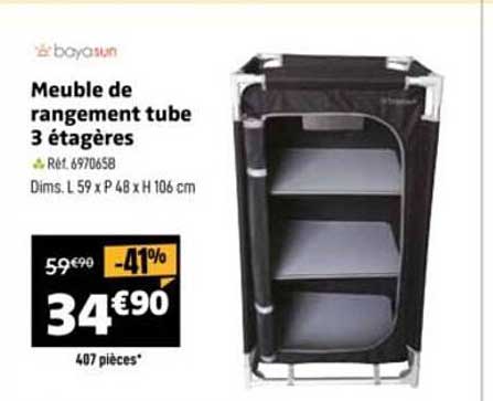 Meuble de rangement tube 3 étagères