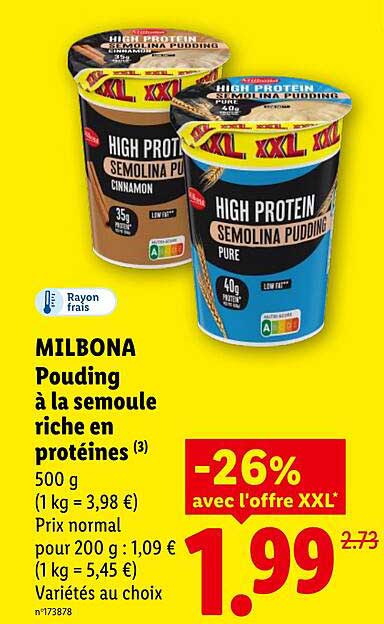 MILBONA Pouding à la semoule riche en protéines (3)