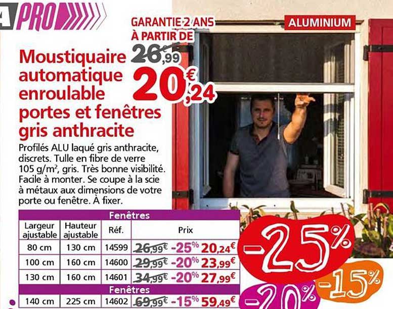 Moustiquaire automatique enroulable portes et fenêtres gris anthracite