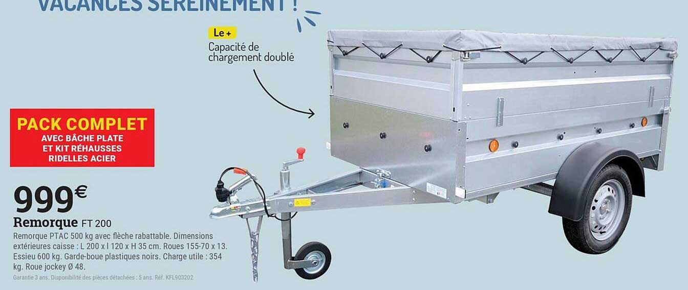 PACK COMPLET AVEC BÂCHE PLATE ET KIT RÉHAUSSES RIDELLES ACIER