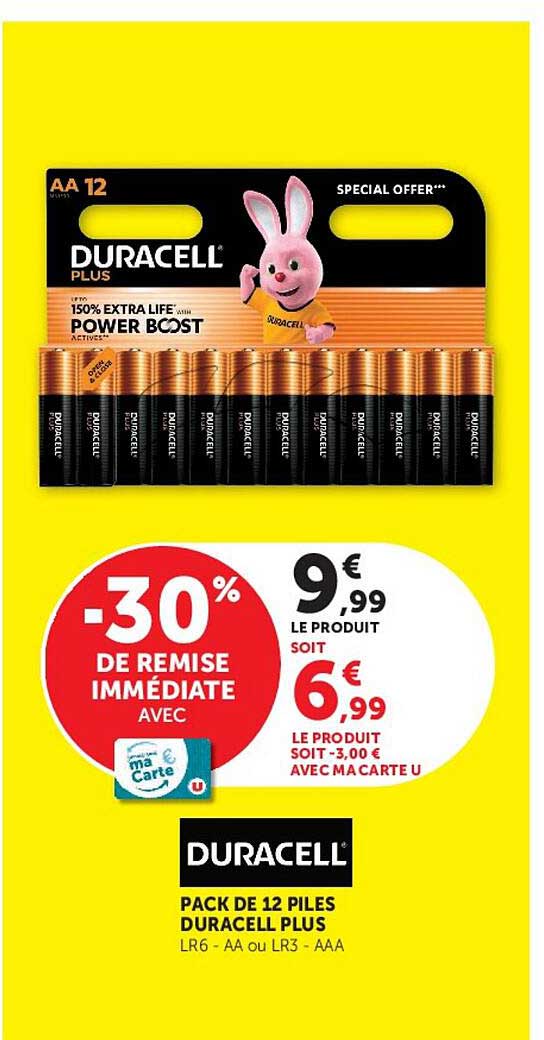 PACK DE 12 PILES DURACELL PLUS LR6 - AA ou LR3 - AAA