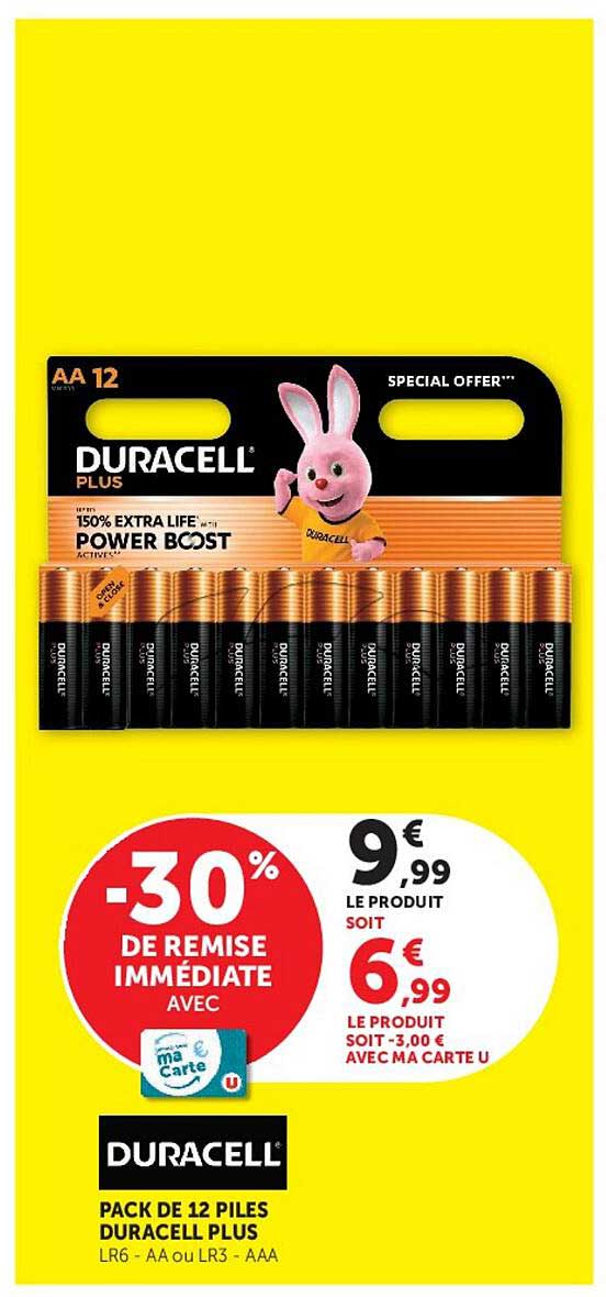 PACK DE 12 PILES DURACELL PLUS LR6 - AA ou LR3 - AAA
