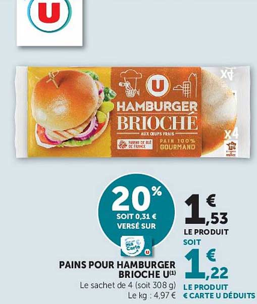 PAINS POUR HAMBURGER BRIOCHE U